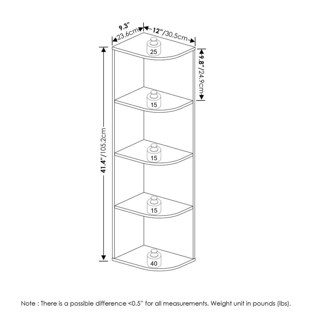 White Composite Wood 4-Tier Corner Bookcase
