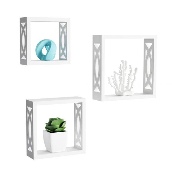 Lavish Home Decorative Floating Open Sided Cube Wall Shelves In White Set Of 3 Hw0200094 The Depot - Cube Wall Shelf White
