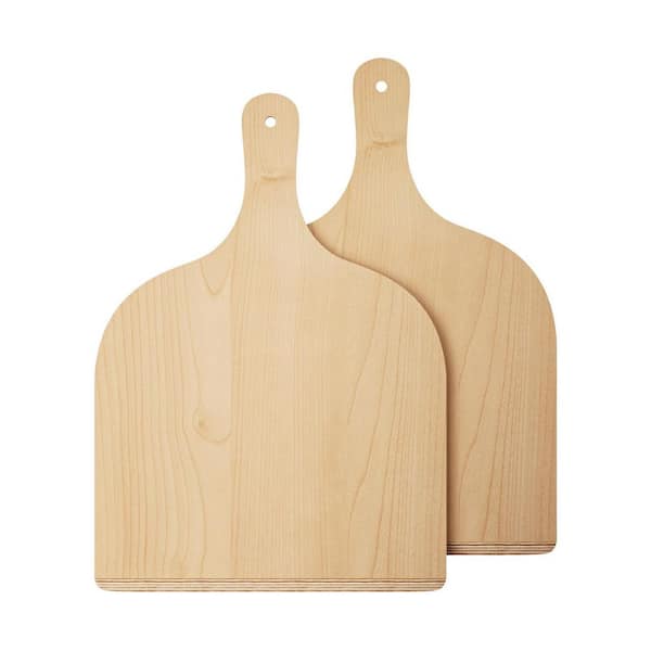 Natural Birch Wood 12" Pizza Peel Paddle with Wooden Handle, Oven Accessory for Baking and Serving, Large Cutting Board