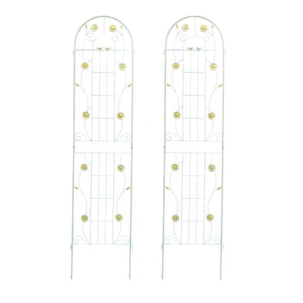 Zeus & Ruta 86.7 in. White Metal Garden Trellis Rustproof Trellis for Climbing Plants Outdoor Flower Support (4-Pack)