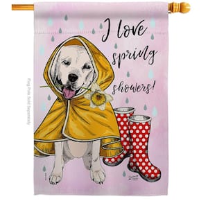 28 in. x 40 in. Love Spring Shower House Flag Double-Sided Readable Both Sides Animals Dog Decorative