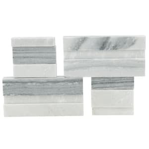 Alaska Gray 3D Ledger Corner 6 in. x 6 in. Honed Marble Wall Tile (2.5 sq. ft./case)