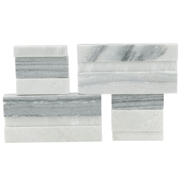 Alaska Gray 3D Ledger Corner 6 in. x 6 in. Honed Marble Wall Tile (2.5 sq. ft./Case)