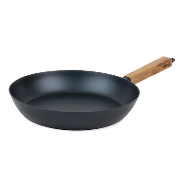 Alva Forest 8" Carbon Steel Frying Pan - Pre-Seasoned, Acacia Wood Handle and Toxin-Free Cookware