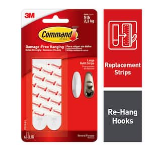Command Large Refill Adhesive Strips for Wall Hooks, White, Damage Free  Hanging, Six Strips 17023P - The Home Depot