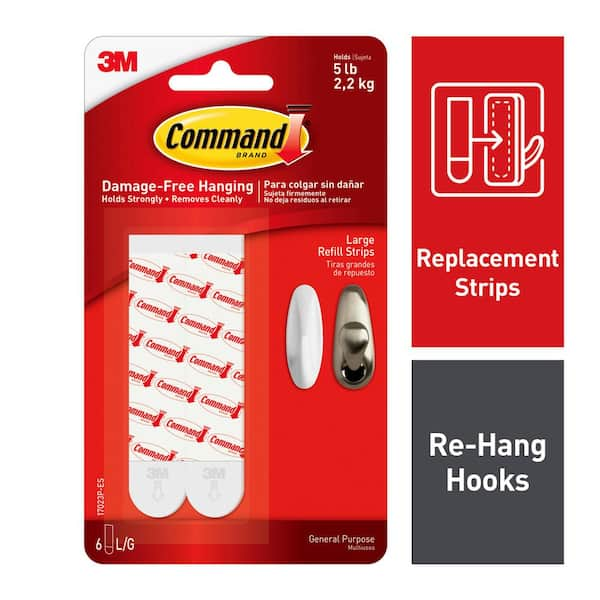 Command 5 lb. Large White Wire Hook (1 Hook, 2 Strips) 17069-ES - The Home  Depot