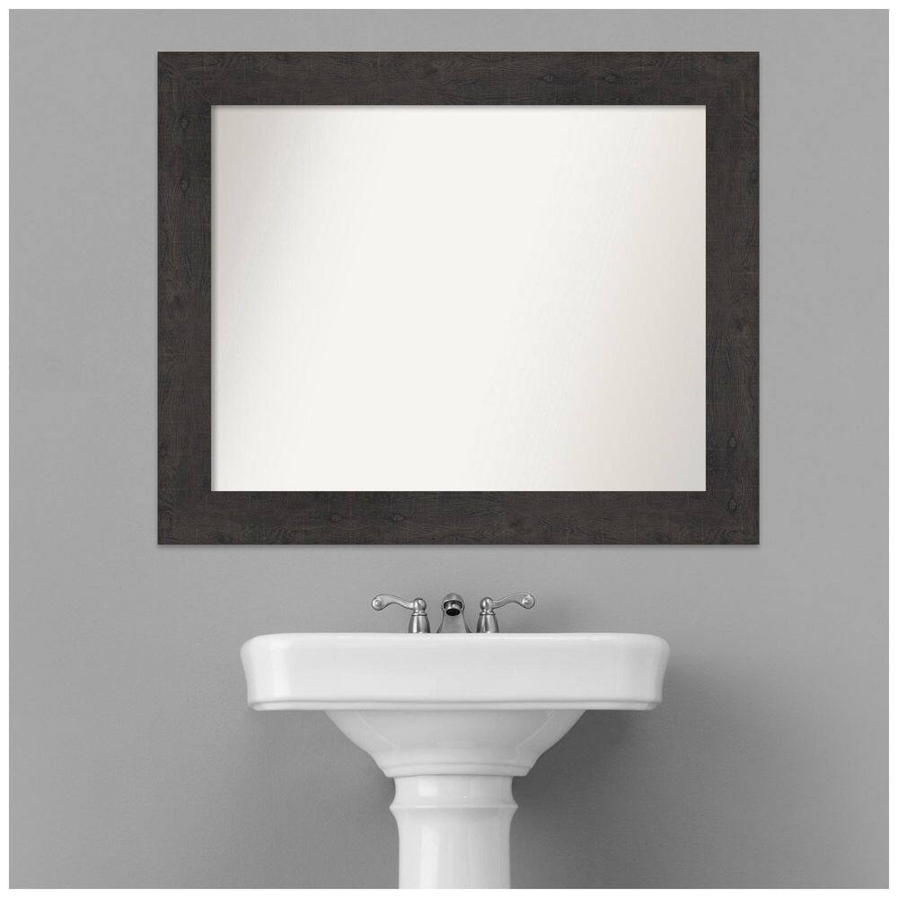 Espresso Wood Rectangular Wall Mount Bathroom Mirror