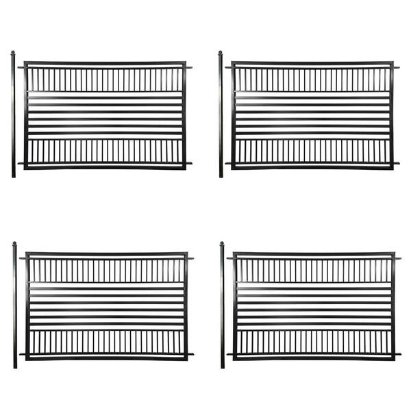ALEKO 32 ft. x 5 ft. London Style Security Fence Panels Steel Fence Kit 4-Panel Gate Fence