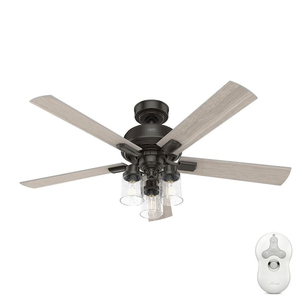 Hunter Hartland 52 in. Indoor Noble Bronze Ceiling Fan with Light Kit and Remote Included