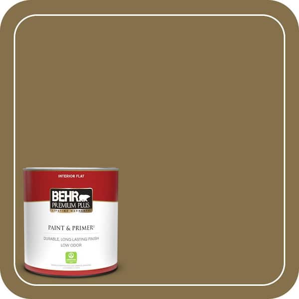 BEHR PREMIUM PLUS 1 qt. #350F-7 Wild Mushroom Flat Low Odor Interior Paint & Primer
