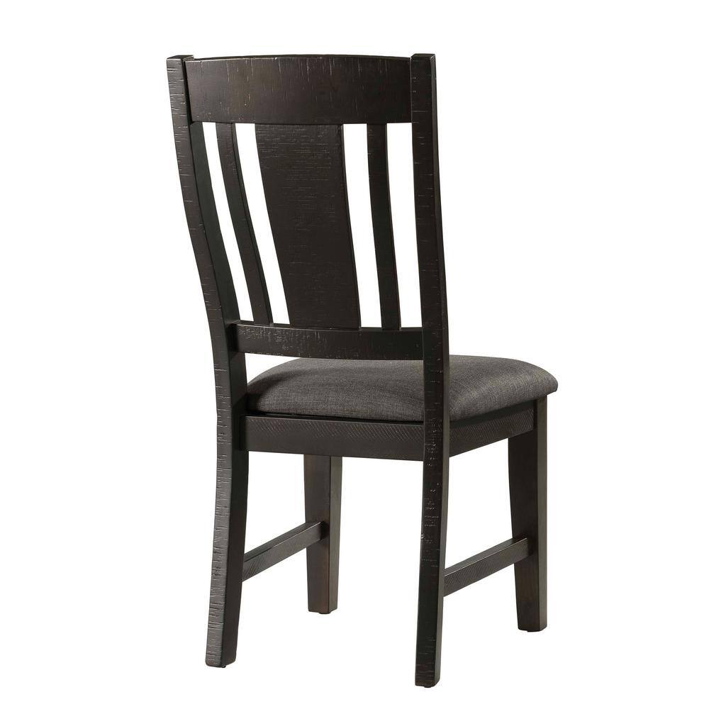 Rustic Gray Oak 5-Piece Dining Set with Upholstered Chairs