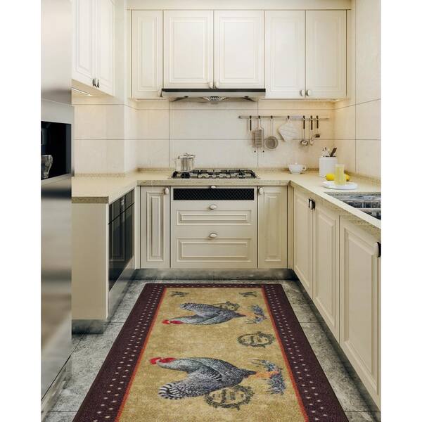 Ottomanson Softy Collection Solid Non-Slip Kitchen/Bath Rug, 20 x 59, Beige