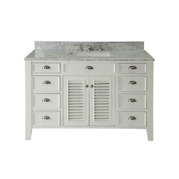 Kalani 50 in. W x 22 in. D x 35 in. H Bathroom Vanity in White Color with Carrara Top