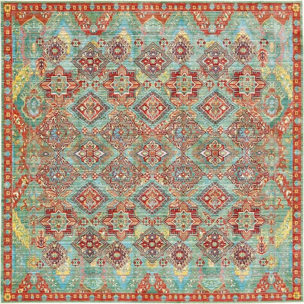 Unique Loom Austin Cavatina Green 8' 0 x 8' 0 Square Rug