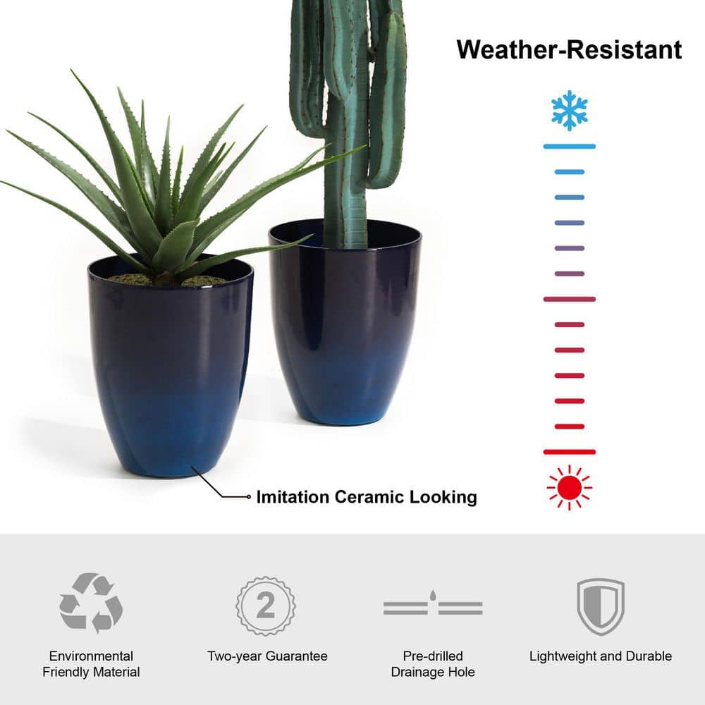 Cobalt Blue Tall Faux Ceramic Planter Set