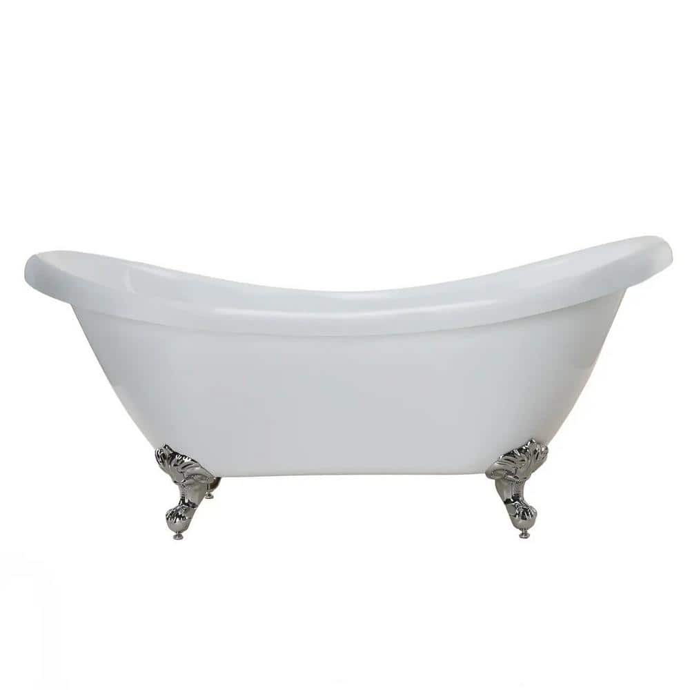 61" White Acrylic Freestanding Clawfoot Bathtub
