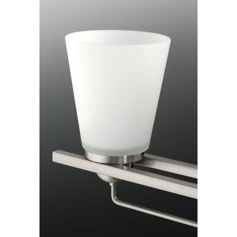 Brushed Nickel 4-Light Bath Vanity with Etched Glass Shades