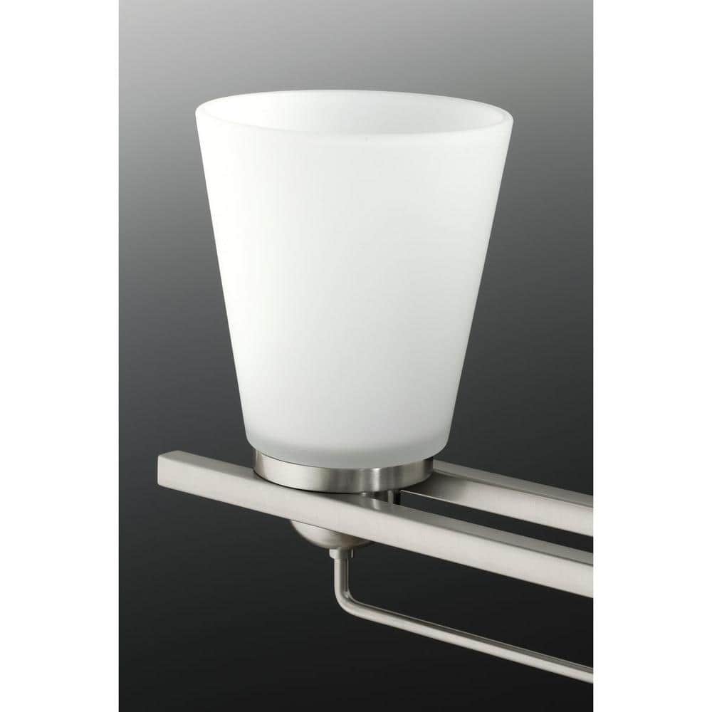 Brushed Nickel Cylinder Wall Sconce with Etched Glass Shade