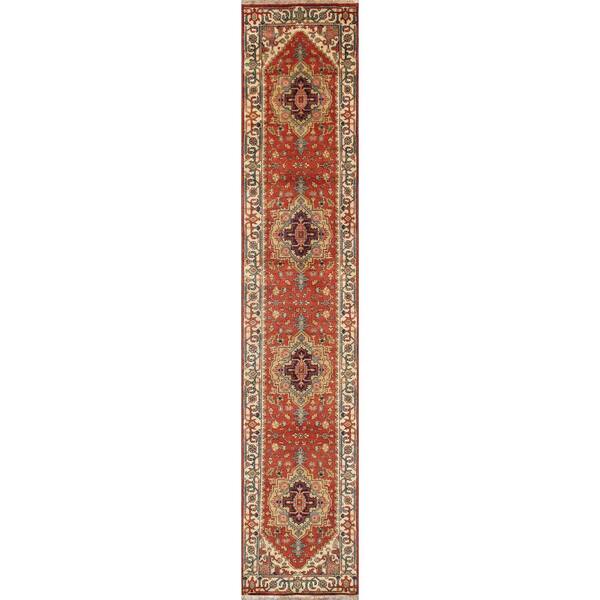 Pasargad Home Serapi Rust/Ivory 3 ft. x 10 ft. Oriental Wool Runner Rug