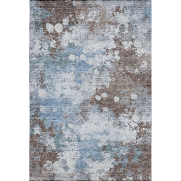 Mayfield Premium Machine Washable Abstract AMF2114 Brown 9 ft. x 12 ft. Area Rug