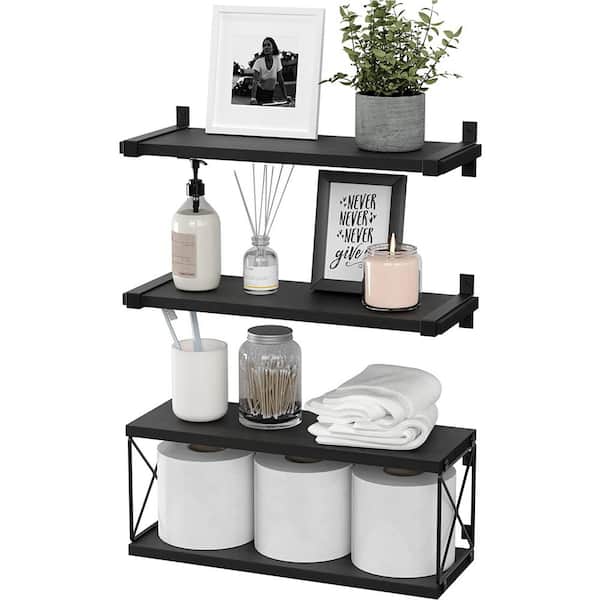 Cubilan 16.5 in. W x 5.9 in. D Black Wood Decorative Wall Shelf Floating Shelves