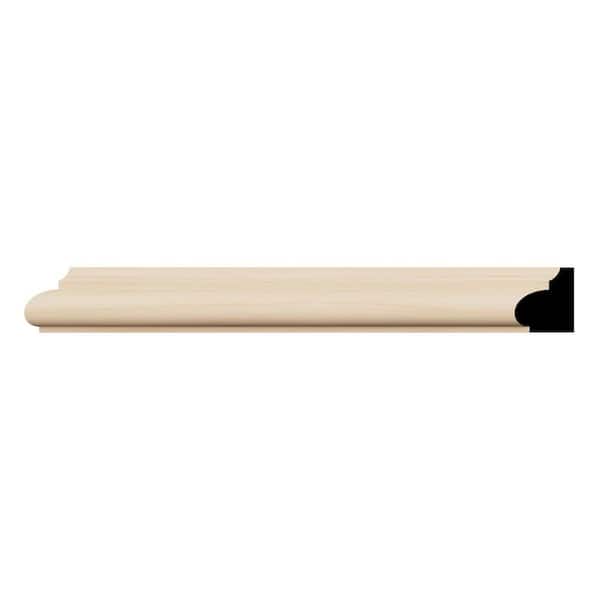Ekena Millwork WM1207 11/16 in. D x 7/8 in. W x 96 in. L Americraft Solid Hardwood Stain Grade Base Cap Moulding, Alder