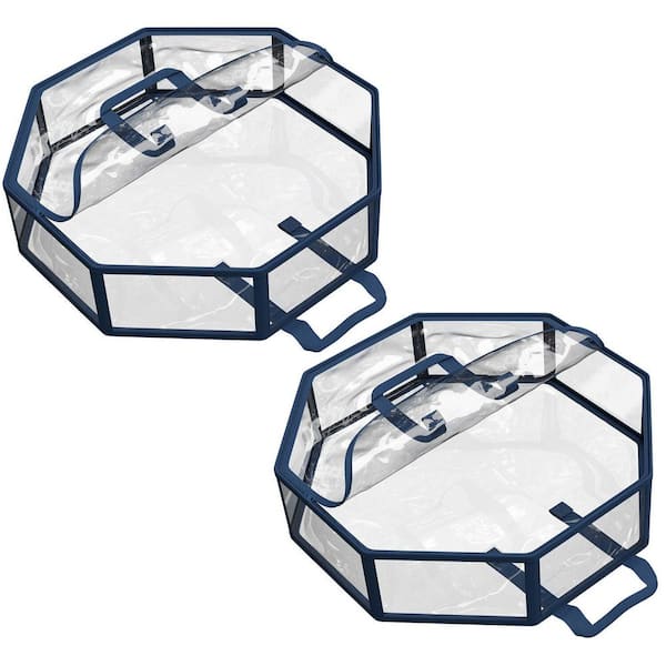 36 in. Blue PVC Wreath Storage Container-2-Pack