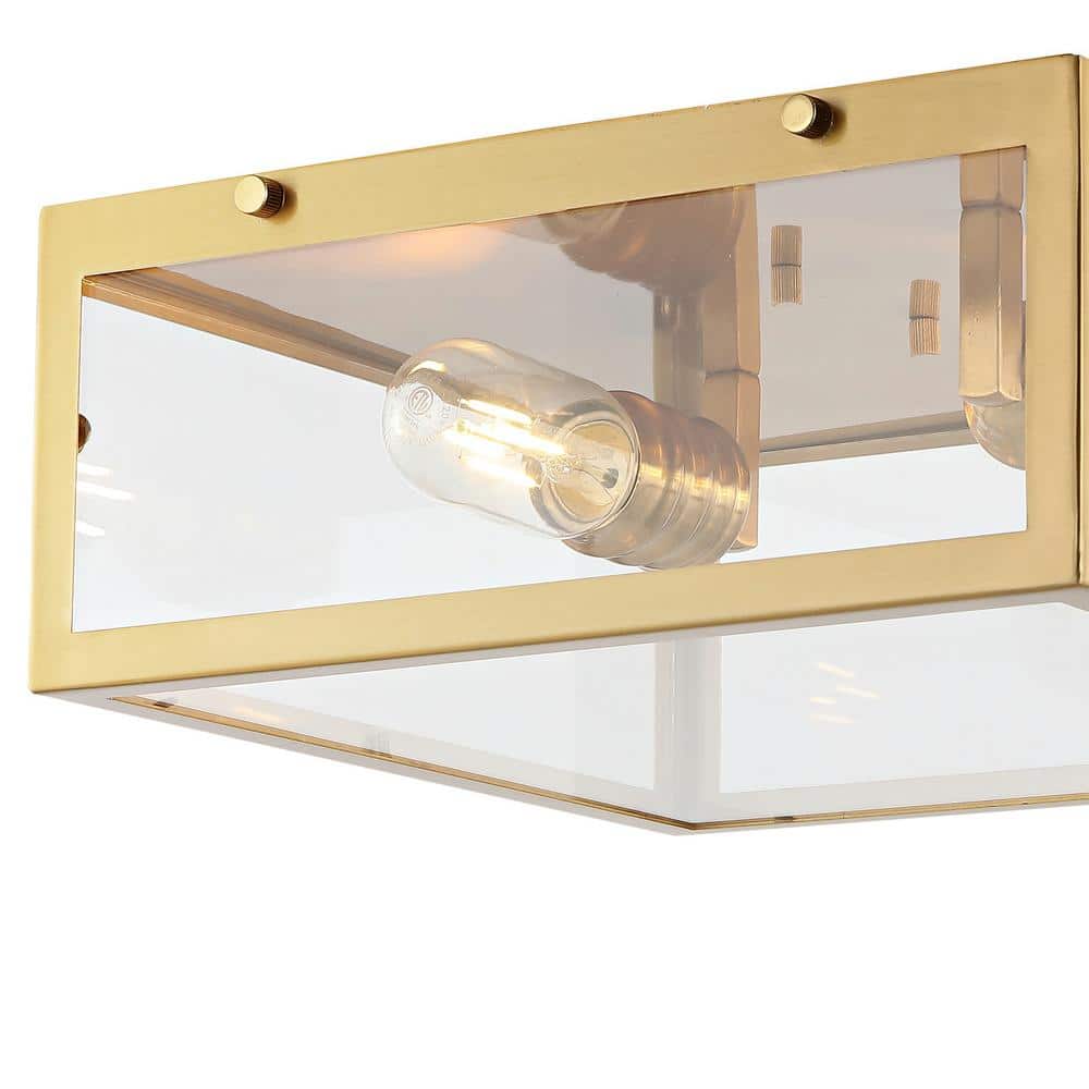 Grayson 12" Brass Gold Glass LED Flush Mount Light