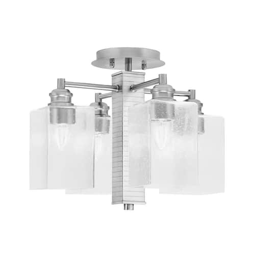 Albany 15.5 in. 4-Light Brushed Nickel Semi-Flush with Clear Bubble Glass Shades Home