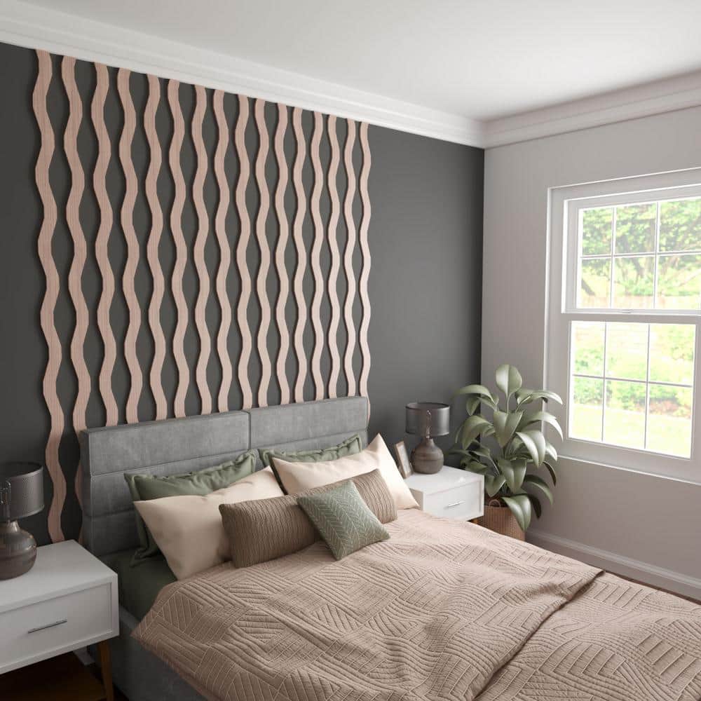 Walnut Adjustable Decorative Wood Slat Wall Panel Kit, 47" Height