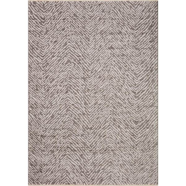 LOLOI II Vance Taupe/Zebra 2 ft. 3 in. x 3 ft. 10 in. Modern Animal Print Area Rug