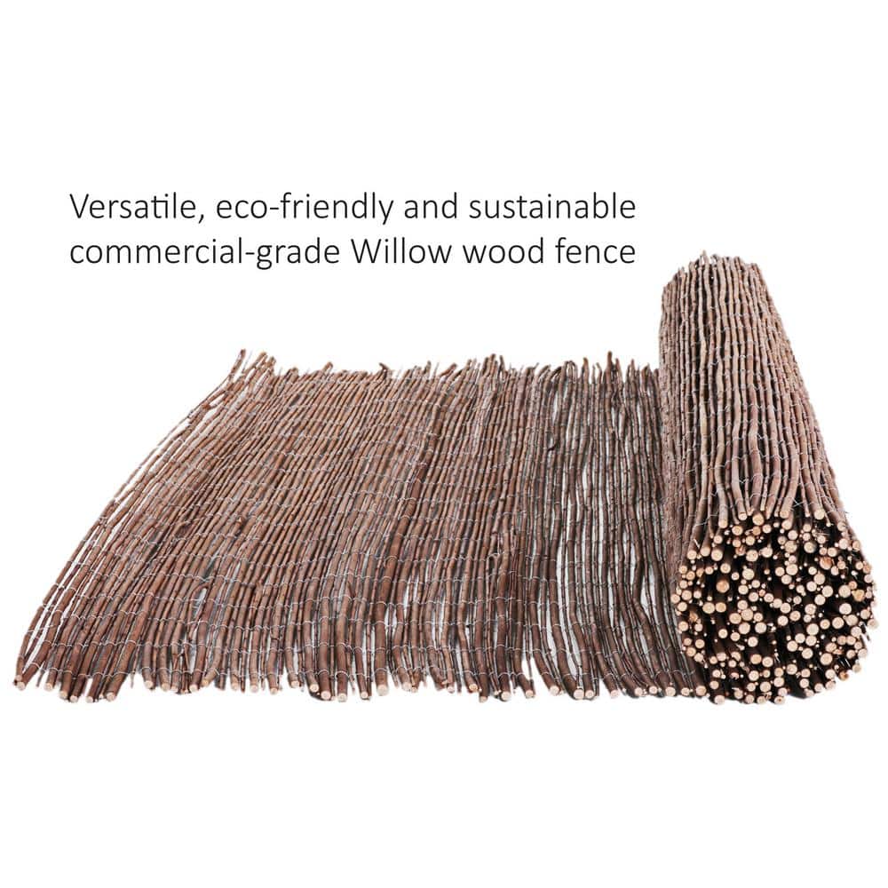 Natural Brown Willow Wood Rolled Garden Fence 6ft x 16ft