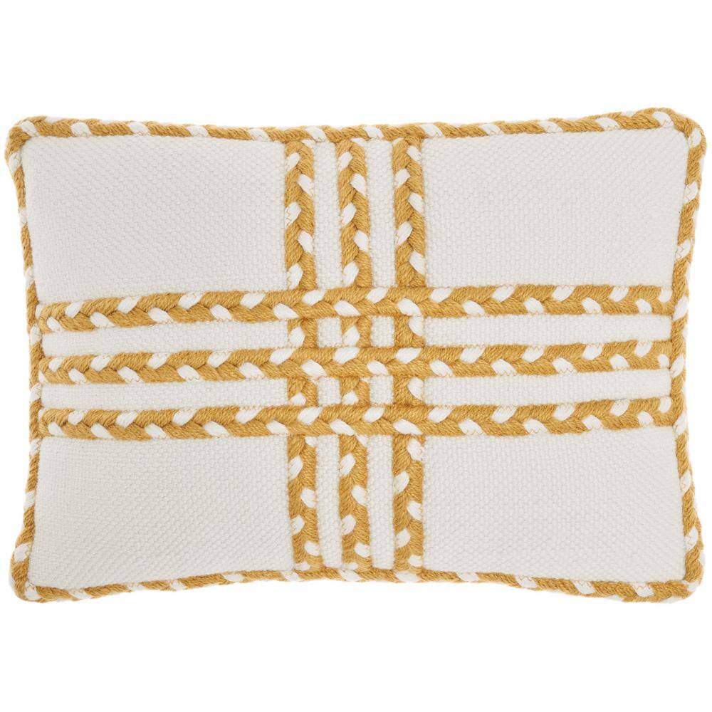 Mina Victory Yellow Stripes & Plaids 20 in. x 14 in. Indoor/Outdoor