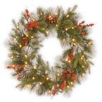 30 in. Artificial Battery Operated LED Lights Wintry Berry Wreath