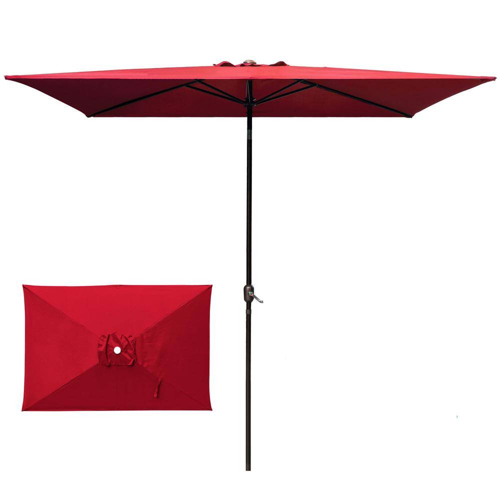 6.5 ft. x 10 ft. Rectangular Market Patio Umbrella with Push Button Tilt an