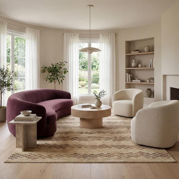 Serenia Mid-Century Modern Striped Area Tan 8 ft. x 10 ft. Indoor Area Rug
