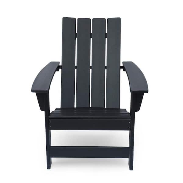 Anky Black HDPE Plastic Outdoor Adirondack Chair (Set of 1)