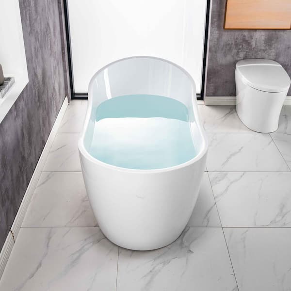 WOODBRIDGE Sens 54 in. Acrylic FlatBottom Single Slipper Bathtub