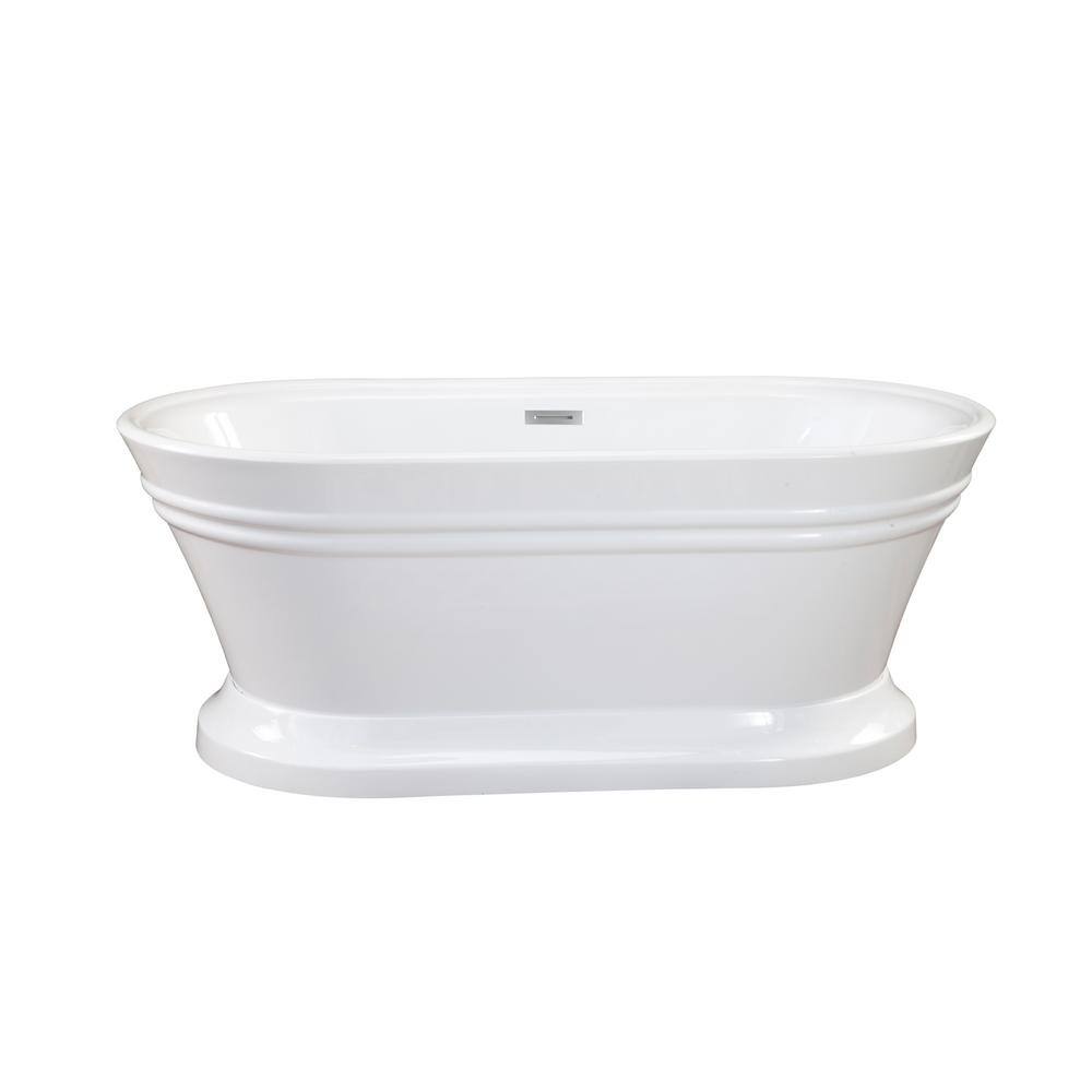 Solace 59.1'' White Freestanding Acrylic Soaking Bathtub