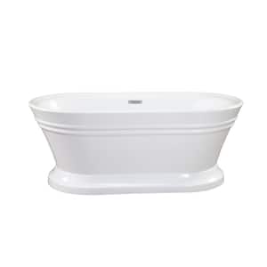 Solace 59 in. Acrylic Flatbottom Non-Whirlpool Soaking Bathtub in White