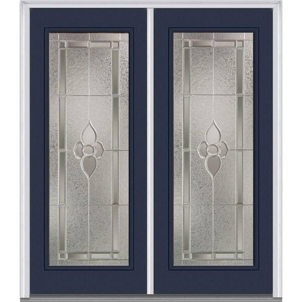 MMI Door 64 in. x 80 in. Master Nouveau Right-Hand Inswing Full Lite Decorative Glass Painted Steel Prehung Front Door