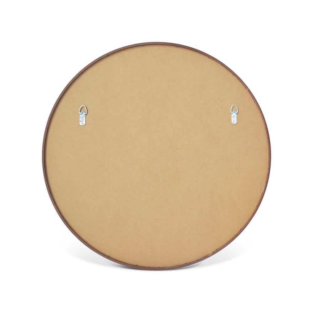 24-Inch Round Walnut Wood Frame Wall Mirror
