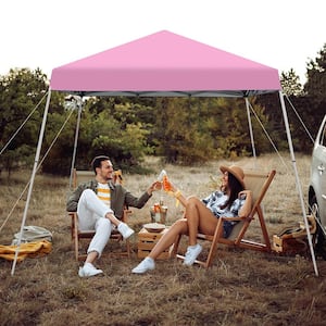 10 ft. x 10 ft. Pink Patio Outdoor Instant Pop-up Canopy Slanted Leg UPF50 Plus Sun Shelter