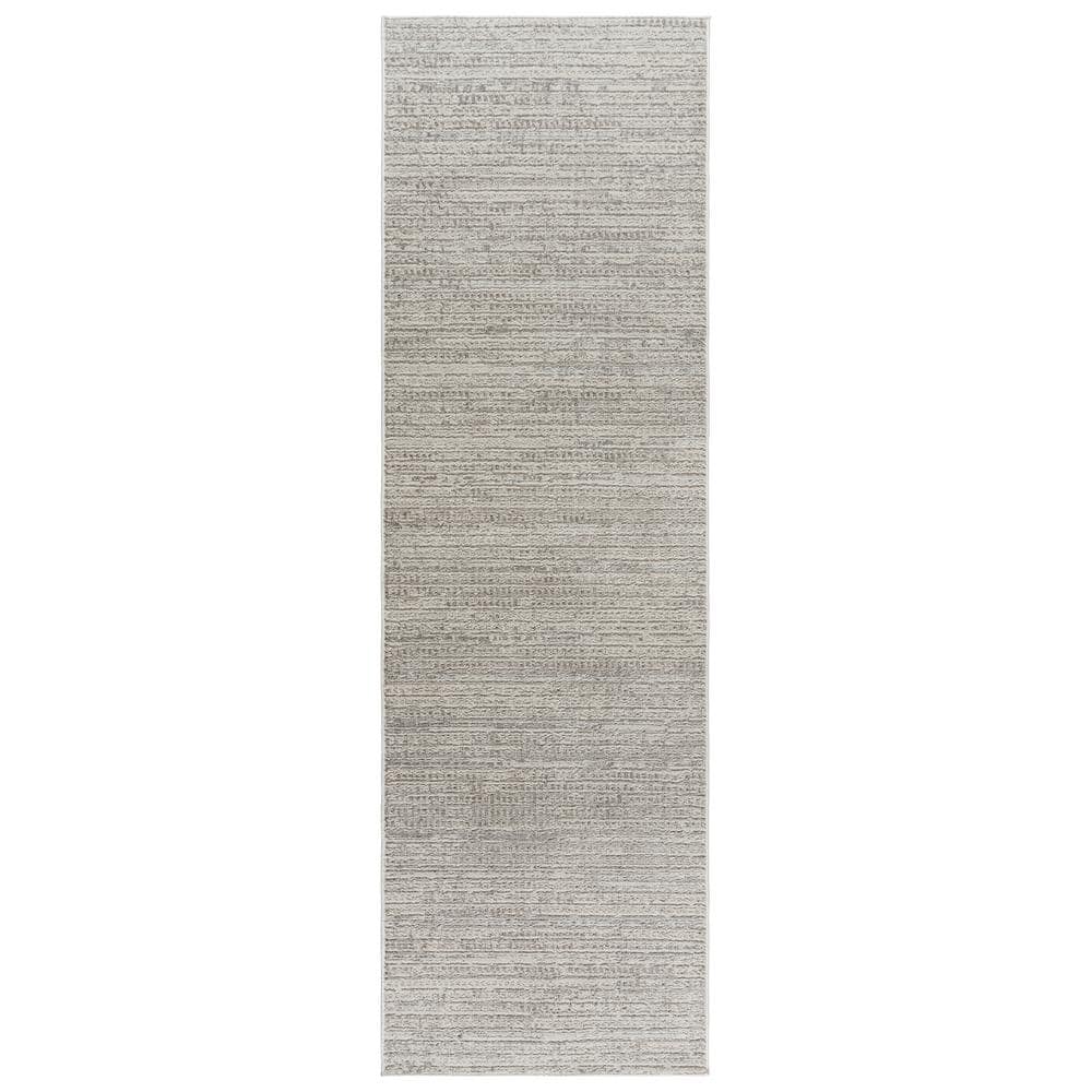 Dario Cream and Gray Tufted Polyester Runner Rug