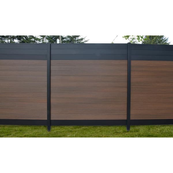 Euro Style H X W Black Top King Cedar Aluminum/Composite Horizontal Fence  Section