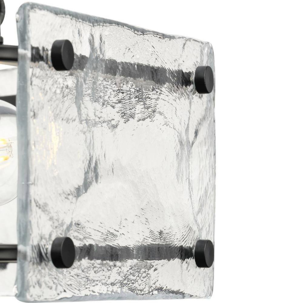 Rivera Matte Black 4-Light Chandelier with Textured Glass