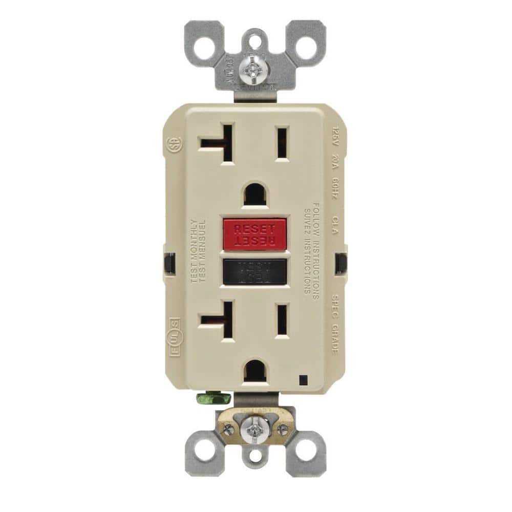 UPC 078477714638 product image for 20 Amp Self-Test SmartlockPro Slim Duplex GFCI Outlet, Ivory | upcitemdb.com