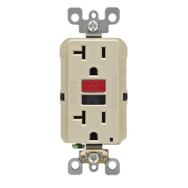 20 Amp Self-Test SmartlockPro Slim Duplex GFCI Outlet, Ivory GFNT2-RI