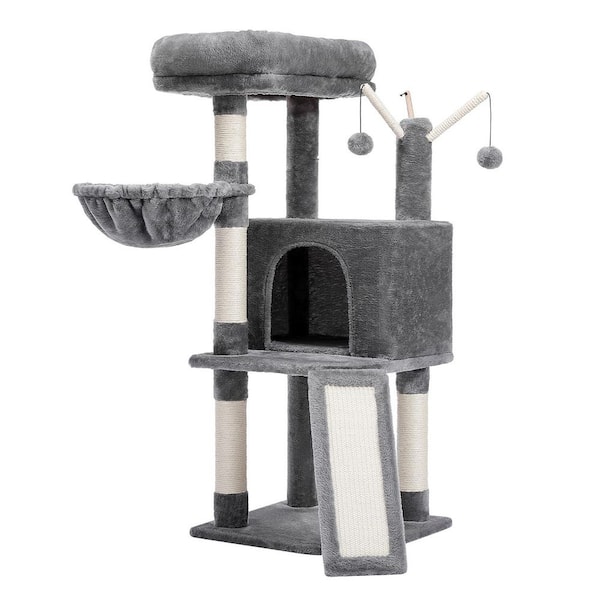 Grey Indoor Small to Medium Cat 41 in. Tall 3-Stories Cat Tree
