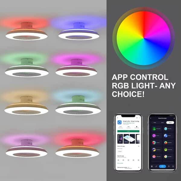 22 in. Smart Round RGB Color Selectable LED White Flush Mount with Remote Control